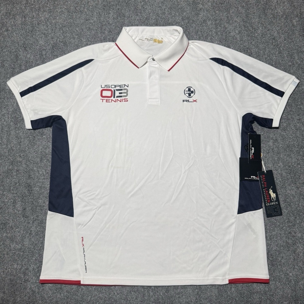 RLX Ralph Lauren Polo Shirt Men's 2XL US Open 2013 Performance White NEW NWT